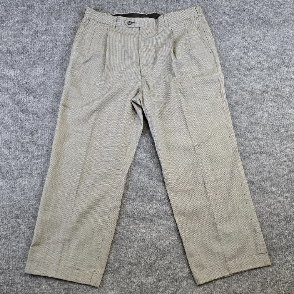 Christian Dior Monsieur SIZE 36 X 30 Pleated Wool Dress Pants Plaid